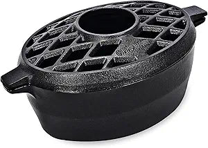 G Good Gain Wood Stove Steamer,Fireplace Humidifier,Cast Iron Humidifier for Stove, Matte Black Finish, Rust Resistant, Lattice Top, 2.5 Quart Capacity,Wood Burning Stove Indoor Decorative