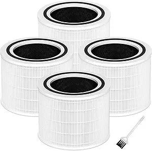 Funmit Core 200S Replacement Filter for Core 200S Smart WiFi Air Purifier, 3-in-1 Filter Replacement and High-Efficiency Activated Carbon, Part # Core 200S-RF, 4 Pack