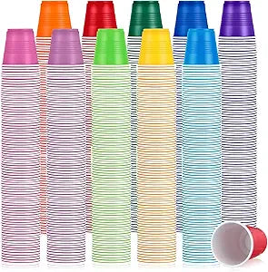 Eaasty 1000 Pack 3 oz Disposable Bathroom Cups - Colorful Plastic Shot Glasses & Drinking Cups for Birthday, Halloween, Christmas Party, 10 Colors