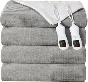Electric Heated Blanket Queen Size, Washable Blanket Warmer with Dual Control for Home for Adults, Super Cozy Soft Fabric, 84" x 90", 9 Heat Levels, 1-9H Auto-Off, ETL Certified, Gray