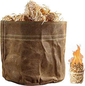 Fire Starter 50-Pack with Waxed Canvas Storage Bag - Natural Fire Starters for Campfires, Fireplace, Firepit, Charcoal BBQ Grill, Pellet Stove, Pizza Oven - Wood Firestarter by Kings County Tools