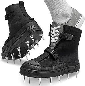 Mays Garden Shoe - Spiked Aerator Shoes | Adjustable Lawn Aerator Shoes for Grass, Soil, Garden, Epoxy Floors | Heavy Duty Stainless Steel Spikes | Yard & Grass Care Tool | Size 14"