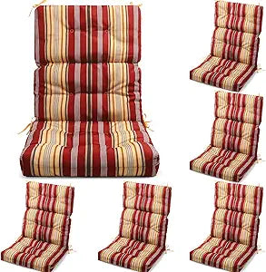 Suzile 6 Pcs Outdoor High Chair Cushion Waterproof Patio Seat Back Cushion 21 x 44 x 3(H) '' Rocking Chair Cushion Cover Thickened Patio Chair Pad for Indoor Outdoor Patio Garden (Bright Color)