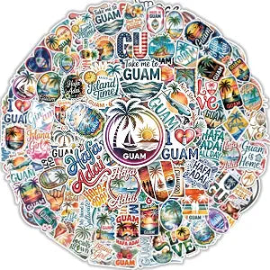 100PCS Guam Stickers  Chamorro Culture Hafa Adai Island Vinyl Stickers Waterproof for Laptop, Water Bottle, Travel Souvenir