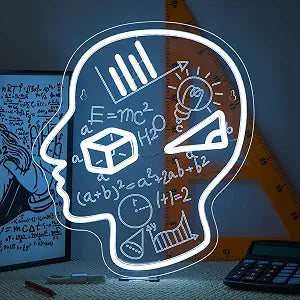 Horseneon Brain Disciplines Math Neon Sign Science LED Sign for Classroom
