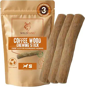Wildfang Coffee Wood Dog Chew, Small  Tough Chew Toys for Aggressive Chewers, Dog Teething Toys for Puppies, Training for Chewing Muscles, Coffee Tree Sticks for Small Dogs (2233 lbs), Pack of 3