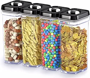 DWLLZA KITCHEN Airtight Food Storage Containers with Lids  4 Piece Set Air Tight Kitchen Storage Containers Clear Pantry Organization and Storage Set BPA-Free - Keeps your Food Fresh & Dry