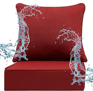 Deep Seat Patio Cushions Set 24 x 22 Inch,Olefin Fabric Outdoor Seat Cushion,Patio Furniture Cushions with Removable Cover,Rain-Proof and Fade Resistant Deep Seat Bottom & Back Cushion,1set
