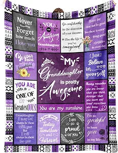 Granddaughter Gifts from Grandma, Grandpa, Birthday Gifts for Granddaughter, Granddaughters Blanket, Christmas Graduation Gift for Grandchild, Heartwarming Blanket 80x60