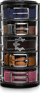 ELYPRO - Acrylic Belt Organizer, Rotating Drawer Storage for Belts, Jewelry, Makeup & Accessories  Transparent, Stackable, Wall-Mountable Design for Closet, Dresser, Vanity  Design Patent Protected