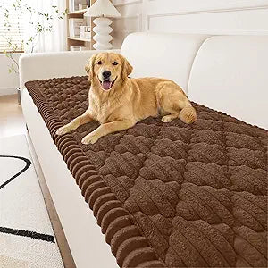 Smiry Pet Couch Covers for Dogs Washable, Non-Slip Fuzzy Couch Covers for 3 Cushion Sofa Pet Friendly, Soft Thick Furniture Protector Sofa Slipcover Mat for Dogs (Chocolate, 27.6" x 70.9")