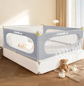 3-Piece Queen Size Bed Rail for Toddlers, Baby Bed Rail Guard with Height Adjustable Toddlers Bed Rail, Kids Safety Bed Rail for Queen Size Bed (78.7"x78.7"x58.6" - Grey)