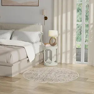 Nourison Home Oushak Home Light Grey 4' x Round Area Rug - Easy Cleaning, Non Shedding, Bed Room, Living Room, Dining Room, Kitchen (4' x Round)