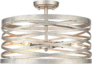 ML Lighting 3 Light Semi-Flush Ceiling Mount Antique Nickel