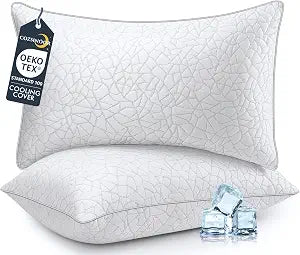 COZSINOOR Bed Pillows Queen Size - Cooling Breathable Premium Down Alternative Pillows Set of 2 for Side, Back, and Stomach Sleepers Hotel Quality Fluffy Soft Microfiber Fill Skin-Friendly