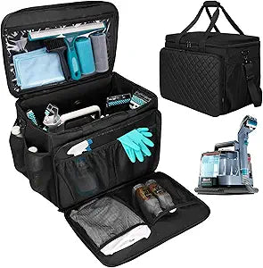 Carrying Case Compatible with Shark Stain Striker, Carpet Cleaner Bag Fits Shark Upholstery Cleaner, Storage Bag with Multiple Pockets for Attachments, Black