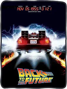 Back to the Future Blanket | Back to the Future Movie Fleece Throw Blankets | Delorean Collectibles & Memorabilia | BTTF Gift Outatime License Blankets | 45" X 60" | Officially Licensed