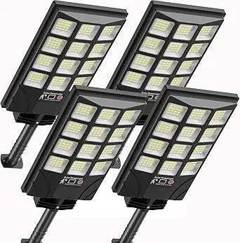 Solar Lights Outdoor Motion Sensor, 6500K Dusk to Dawn LED Solar Street Light with Remote Control, IP65 Waterproof Solar Flood Lights for Outside Garden Yard,4PCS