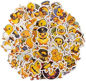 Rislobx 100PCS Cute Duck Sticker, Duck Vinyls Waterproof Bottle Sticker Decal for Laptop, Skateboard, Motorcycle, Notebook
