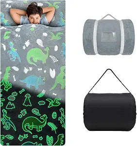 Kids Sleeping Bag Soft Plush Glowing Toddler Nap Mat with Pillow for Boys Girls Large Sleeping Mat for Daycare Preschool Kindergarten