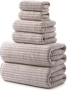 REDKISS 6-Piece Microfiber Bath Towel Set, Ultra Soft, Highly Absorbent & Quick Dry, 35x70 Inch Oversized, Taupe Towels for Bathroom, Spa, Gym, 2 Bath 2 Hand 2 Washcloths
