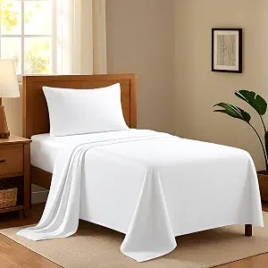 100% Egyptian Cotton Twin Bed Sheets Set - Luxury 600 Series Refined Collection Sheet for Twin Size Bed (3 PC, White), Soft, Cooling Deep Pocket Sateen Hotel Quality Bedding