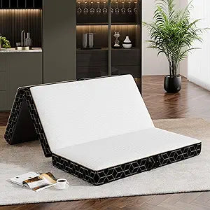 GEMBED Tri-Fold Memory Foam Mattress Twin - 4 Inch Portable Folding Sofa Bed with Handle & Washable Cover, Floor Sofa Bed with Non-Slip Base, Space-Saving for Room, Travel, Guest Bed, RV, 75"x38"x4"
