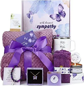 Sympathy Gift Basket for Women with Blanket  Miscarriage, Bereavement & Grief Gifts for Loss of Mother, Father, Husband or Loved One