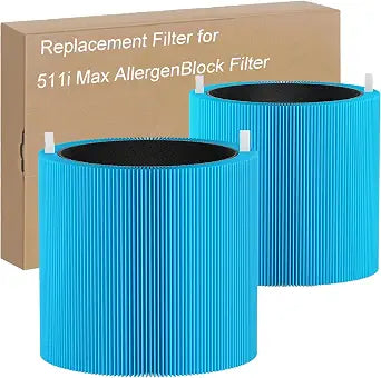 511i Max AllergenBlock Replacement Filter Compatible with Blue Pure 511i Max Air Purifier, Premium Filter & Activated Carbon Filter-Blue Pure F5MAX AllergenBlock Filter,2 pack