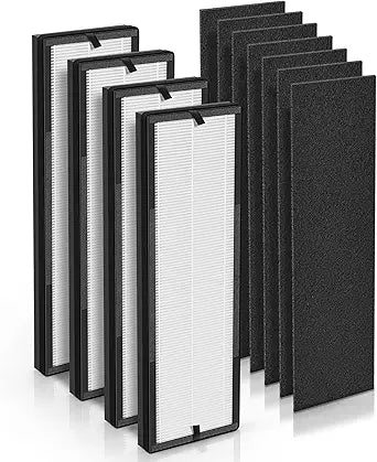 NEA-F1 H13 True HEPA Filter Replacement Compatible with Toshiba Air Purifier Filter Replacement for Eureka Air Purifier NEA120 and Toshiba Smart WiFi Air Purifier CAF-W36USW, 4 HEPA & 8 Carbon Filter
