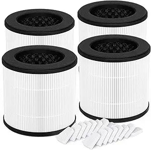SAKEGDY AC300 Replacement Filter Compatible with Purivortex AC300 and AC300 Pro Purifier, 3-in-1 Filtration with Main Filter, Activated Carbon Filter, 4 Pack Filter + 16 Aroma Pads, White