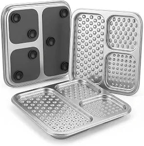 2 Pack - Stainless Steel Lick Mat for Dogs & Cats, Large Non-Slip Slow Feeder Pad with Suction Cups, Chew-Proof Dog Licking Mat for Anxiety Relief, Bathing & Grooming Time