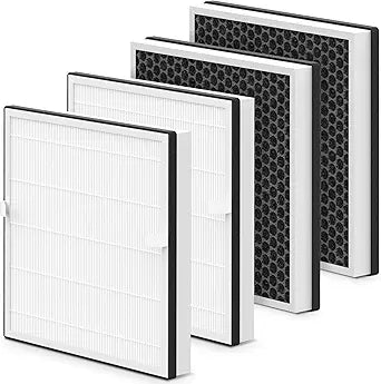 4 Packs AP2410 Replacement Filter Compatible with DBFIT AP2410 Air Purifier, Multi-Layer Filtration of HEPA and Activated Carbon Filter