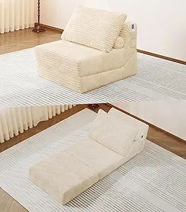 SYFERLORY Folding Sofa Bed Versatile 2 in 1 Accent Chair Couch Convertible Boneless Chaise Lounge Indoor Sleeper Bean Bag Chair Foldable Mattress with Back Support, Put Out Bed Comfy Floor Sofa