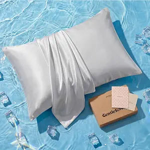Bedsure King Pillow Case Set of 2, Silk Like Pillowcases for Hair & Skin, Reduce Wrinkles & Frizz, Qmax 0.4 Cooling Pillow Cases for Hot Sleepers, Infused 3% HA & Ceramides, Hidden Zipper, Grey