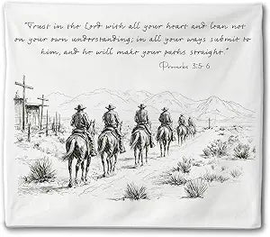 FLAWAFLOMA Western Christian Wall Tapestry, Southwestern Horse Tapestry for Bedroom, Western Religious Tapestries Wall Hanging for Farmhouse Home Bedroom Decor, 50x60 Inch
