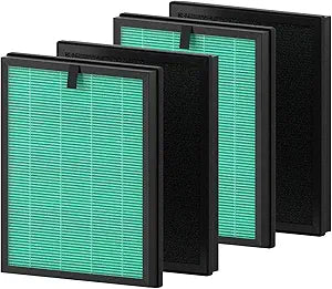 4 Pack AP2000WF Replacement Filter Compatible with KNKA AP2000WF Air Puri-fier, 3 Stages of Filtration with Carbon Filter, Pet Dander Version, Green