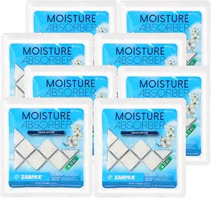 Zarpax Moisture Absorber Sachets Fresh Cotton 1.4 oz - Set of 8