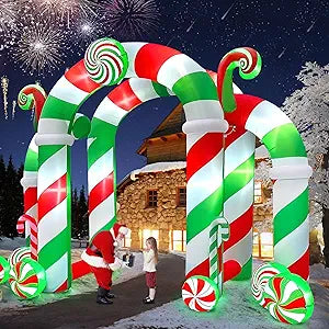 Kalolary 13FT Christmas Archway Inflatables with LED Light, Giant Xmas Candy Arch Inflatable Stereoscopic Blow up Christmas Outdoor Yard Decorations for Square Shopping Mall Lawn Garden Holiday Party