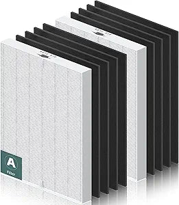115115 Replacement Filter A for Winix PlasmaWave Air Purifier C535 5300 5300-2 6300 6300-2 P300 C909 9800, 2 x High Efficiency Size 21 Filter + 8 x Activated Carbon Pre-Filter, For Home Office Bedroom
