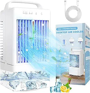 Portable Air Conditioners - Upgraded 90┬░ Auto Swing Mini Personal Air Conditioner - 3 Speeds & 2/4H Timer, 900ml Water Tank, 7 Color Light, Evaporative Air Cooler AC Cold Fan for Bedroom Office Desk