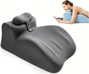 Wedge Pillow Memory Foam, Ergonomic Reading Pillow for Bed Sleeping, 27 Degree Support Pillow with 2 Washable Pillowcase