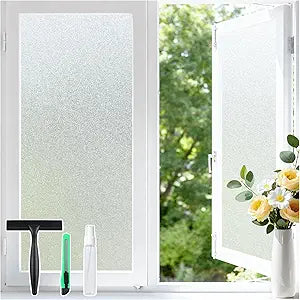 Haton Window Privacy Film Frosted Glass Film for Door Bathroom Shower, Peel & Stick, Day & Night, Papel para Ventanas Privacidad, Covering Sticker Removable Decorative Translucent Pure 35.4" x 118.1"