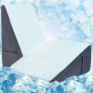 WOLKI Cooling Wedge Pillow for Sleeping - 8 Inch Bed Wedge Pillows for Acid Reflux Relief, Snoring & After Surgery Recovery - Elevated Triangle Pillow with Non-Slip Base, High-Density Support Foam