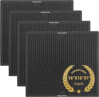 4 Pack-Facecool Air Scrubber Active Carbon Filter Compatible with Dri-Eaz, Mounto, BlueDri, and VEVOR Air Purifier, Part HEPA500 & BD-AS-550 & F301H, 16'' x 16'' x 1''