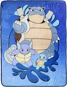 Pokemon Squirtle Evolutions Wartortle Blastoise Throw Blanket - 46" x 60" Cozy Soft Fleece Throw Blanket for Bed Couch