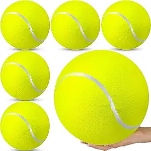Sratte 6 Pieces Large Giant Tennis Ball for Dogs 9.5'' Inflatable Large Dog Toy Balls for Indoor Outdoor Training Playing Sports (Fluorescent Yellow)