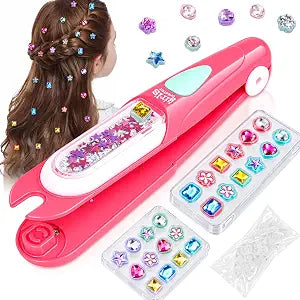 Hair Gem Stamper Kit, Hair Styling Tool with Reusable Shining Diamonds-Pink