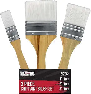 U.S. Art Supply 3 Pack of Variety Size Synthetic Bristle Paint, Chip and