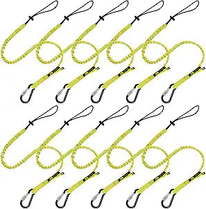 BearTOOLS Tool Lanyard with Buckle Strap  Clip Bungee Cord  Heavy Duty Screw Locking Connector  Fall Protection and Safety  Adjustable Loop End  Tough Tether  Construction - 0929YS (10 Pack)